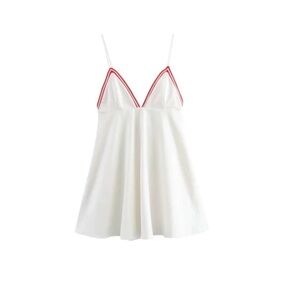 Zara Ribbed White Contrast Dress